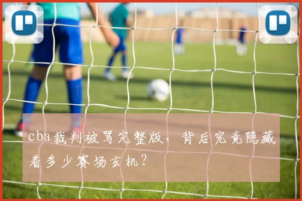 cba裁判被骂完整版,背后究竟隐藏着多少赛场玄机?